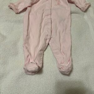 Carter's Just One Year baby girls pink sleeper footed ruffles good condition